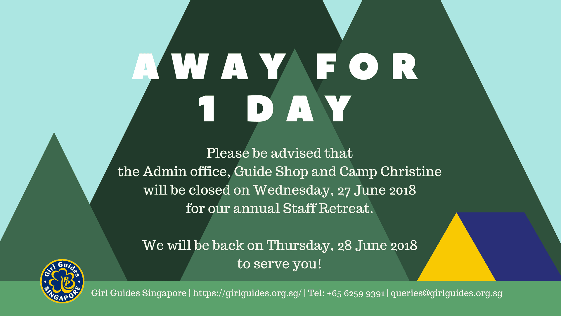 Office Closure For Staff Retreat On 27 June 2018 Girl Guides Singapore