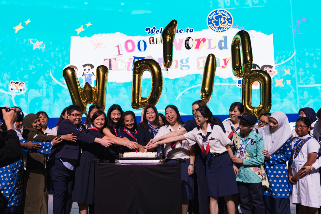 Cake-cutting ceremony marking 100 years of World Thinking Day by Girl Guides Singapore.